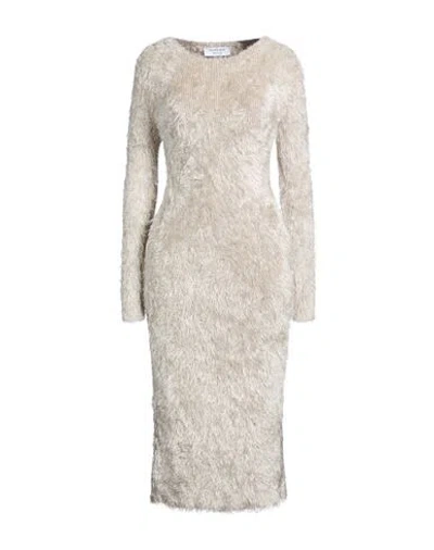 Marine Serre White Line Woman Midi Dress Beige Size L Recycled Polyamide, Viscose, Polyester In Neutral