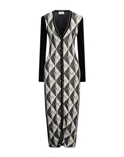 Marine Serre White Line Woman Midi Dress Black Size M Viscose, Polyester, Polyamide