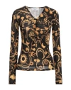 Marine Serre Black Blouse With All-over Graphic Print And Gathering Detail In Black