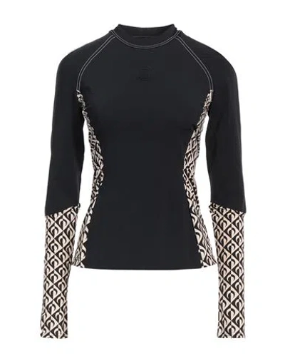 Marine Serre White Line Woman T-shirt Black Size M Polyamide, Elastane