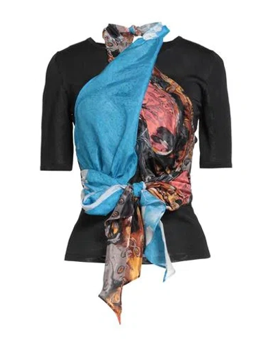 Marine Serre White Line Woman Top Black Size 6 Viscose In Multi