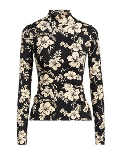 Marine Serre White Line Woman T-shirt Black Size M Recycled Polyamide, Elastane In Multi