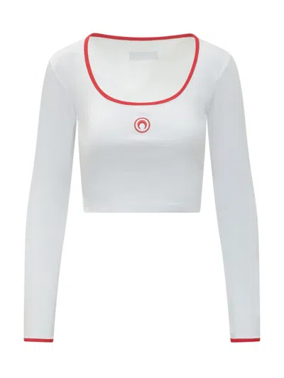 Marine Serre White Logo Scoop Neck T-shirt