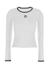 Marine Serre White Long-sleeve T-shirt With Logo Embroidery On The Front And Logo Patch On The Rear In Cotton Wom In White
