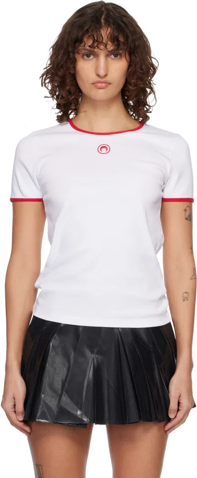Marine Serre White Moon Logo Bicolor Baby Fit T-shirt