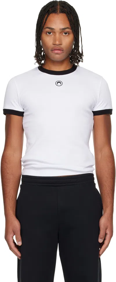 Marine Serre White Moon Logo Bicolor Jersey Baby Fit T-shirt