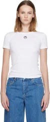 Marine Serre Fitted Short-sleeve Organic Cotton T-shirt With Embroidered Detail In White