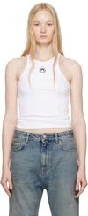 Marine Serre White Moon Logo Ribbed Jersey Tank Top