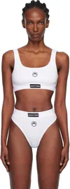 Marine Serre Stretch Jersey Sport Bra With Moon Logo In White