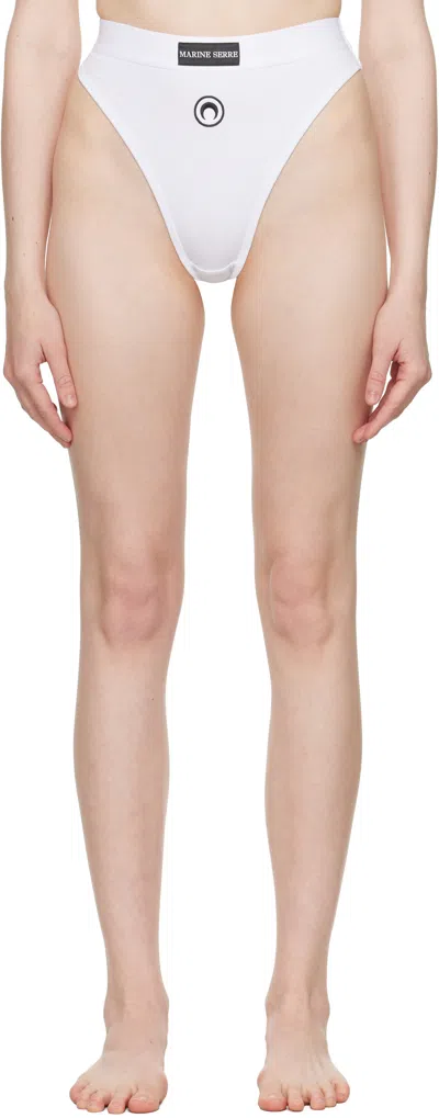 Marine Serre White Moon Logo Stretched Jersey High-waist Briefs