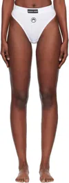 Marine Serre White Moon Logo Stretched Jersey High-waist Briefs In White