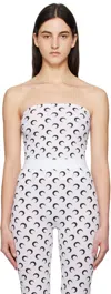 Marine Serre White Moon Printed Jersey Second Skin Tube Top In Wh00 Optical White