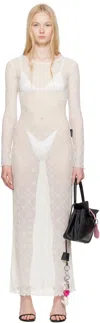 Marine Serre White Moonogram Mesh Flock Maxi Dress