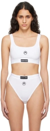 Marine Serre Moon Logo Stretched Jersey Sport Bra In Wh10 White