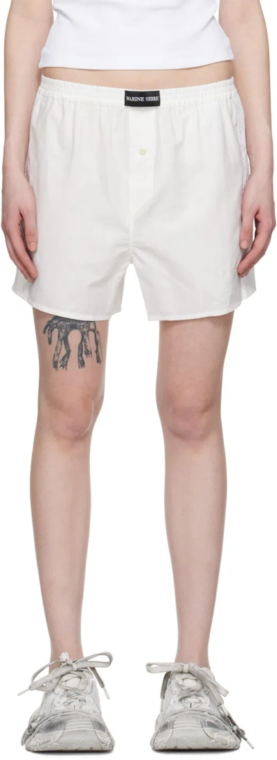 Marine Serre White Patch Shorts In Wh10 White