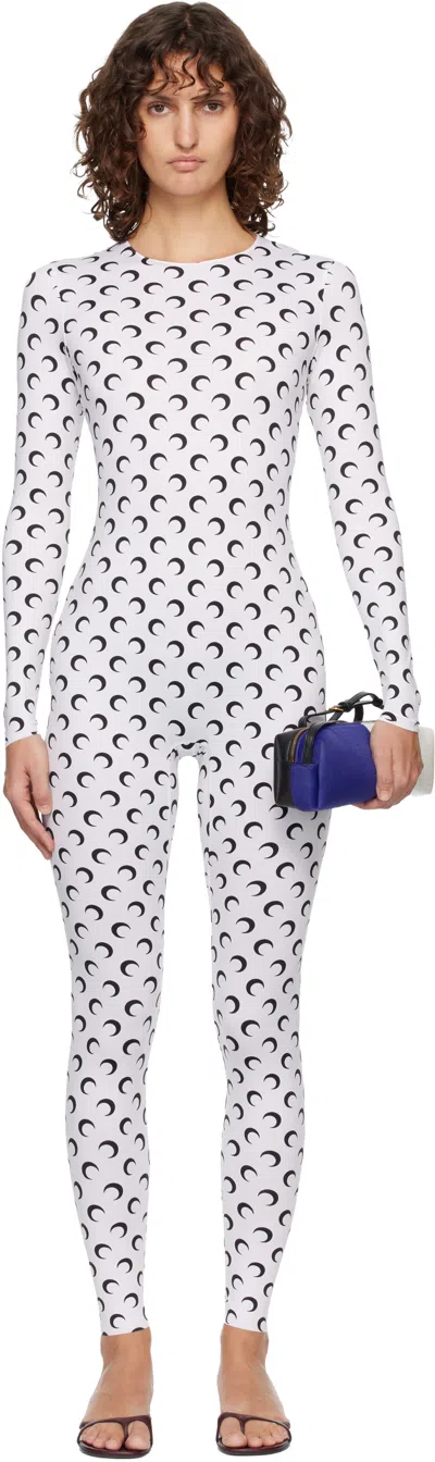 Marine Serre White Recycled Jersey Moon Jumpsuit