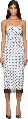 Marine Serre White Recycled Moon Jersey Bustier Midi Dress In White