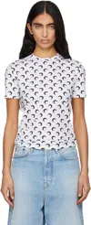 Marine Serre White Recycled Moon Jersey Second Skin Short Sleeves T-shirt In White