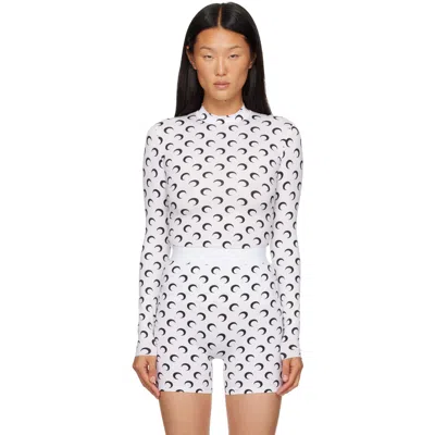 Marine Serre White Recycled Moon Jersey Second Skin Top In Wh00 Optical White
