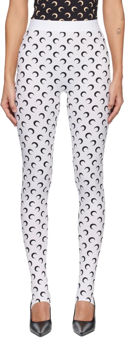 Marine Serre White Recycled Moon Jersey Stirrup Leggings