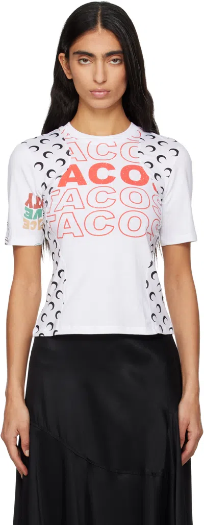 Marine Serre White Regenerated Graphic Jersey Baby Fit T-shirt