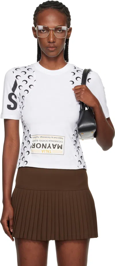 Marine Serre White Regenerated Graphic Jersey Baby Fit T-shirt In Brown