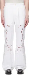 Marine Serre White Regenerated Household Linen Wide Leg Trousers