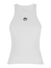 Marine Serre White Sleeveless Tank Top With Logo Detail And Logo Patch In Cotton Stretch Woman In White