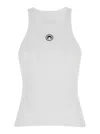 Marine Serre White Sleeveless Tank Top With Logo Detail And Logo Patch In Cotton Stretch Woman In White