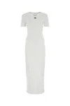 MARINE SERRE WHITE STRETCH COTTON T-SHIRT DRESS