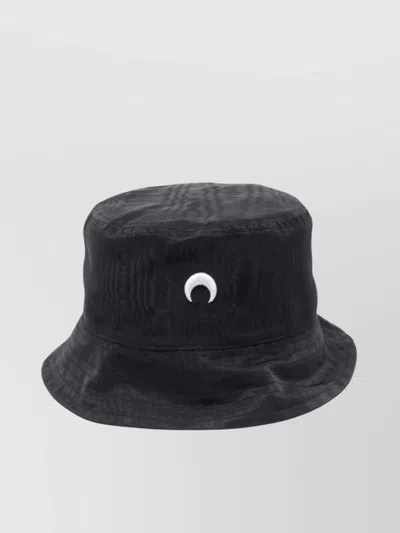 Marine Serre Logo Embroidery Bucket Hat In Black