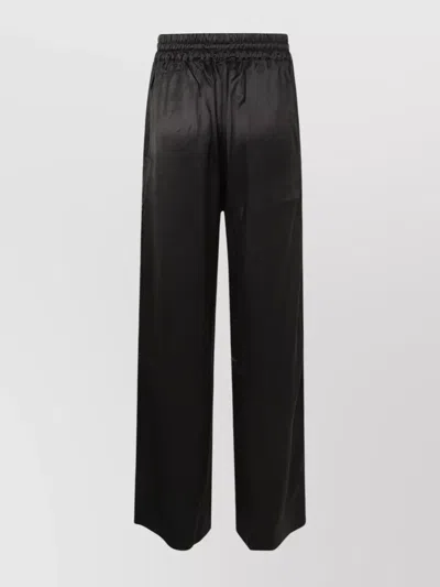 Marine Serre Wide Leg Satin Drawstring Trousers In Black