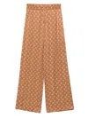Marine Serre Wide-leg Trousers With Elastic Waistband In Brown
