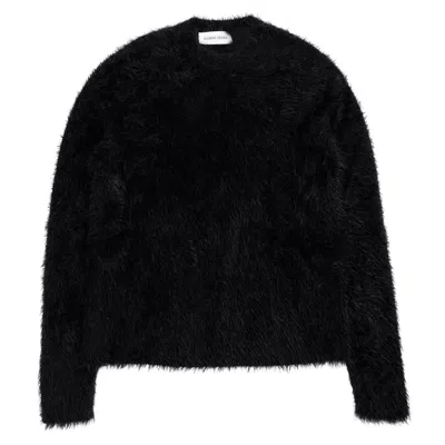 Marine Serre Black Wild Puffy Knit Crewneck Sweater In Bk99 Black