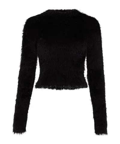 Marine Serre Wild Puffy Knit Fitted Sweater In Black