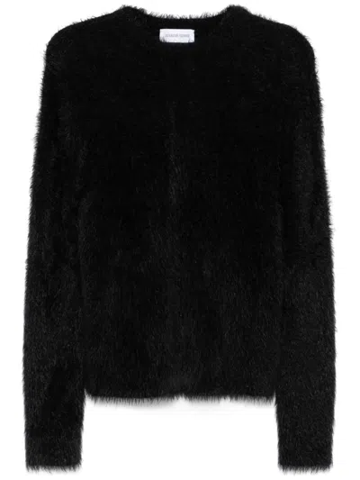 Marine Serre Crescent Moon-intarsia Fluffy Jumper In Black