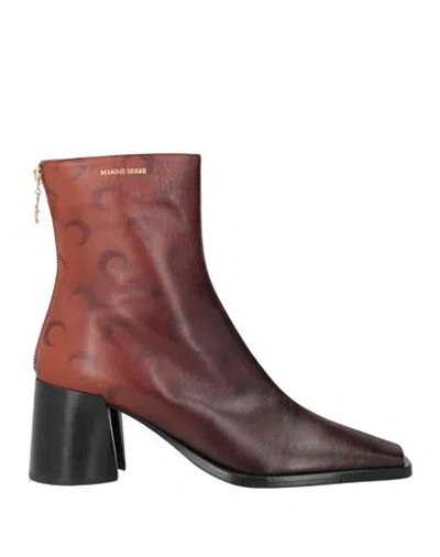 MARINE SERRE MARINE SERRE WOMAN ANKLE BOOTS DARK BROWN SIZE 7 LEATHER