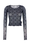 Marine Serre Top With Geometric Pattern And Logo In Blue