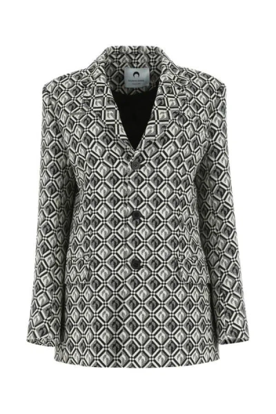 MARINE SERRE MARINE SERRE WOMAN EMBROIDERED WOOL BLEND BLAZER