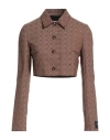 Marine Serre Woman Jacket Khaki Size 4 Recycled Polyester, Wool, Elastane In Beige