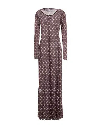 Marine Serre Woman Maxi Dress Dark Brown Size Xs Polyester, Elastane