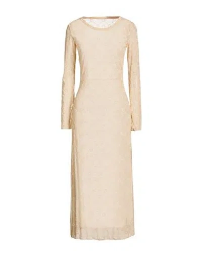 Marine Serre Woman Midi Dress Beige Size Xl Polyamide, Elastane In Multi