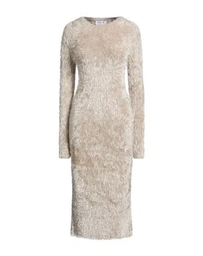 Marine Serre Woman Midi Dress Beige Size Xl Polyamide, Viscose, Polyester