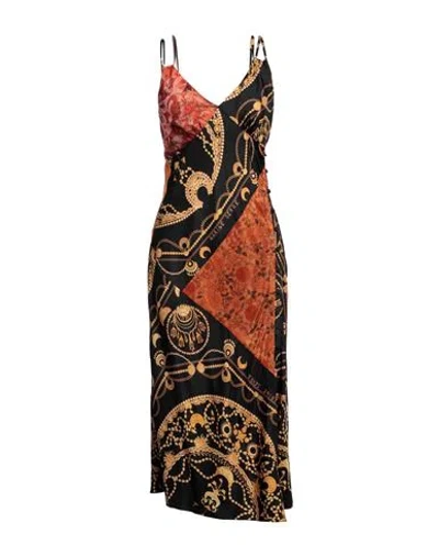 Marine Serre Gold Line Woman Midi Dress Black Size 8 Silk
