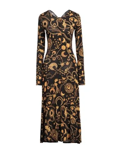 Marine Serre Woman Midi Dress Black Size 6 Viscose, Elastane