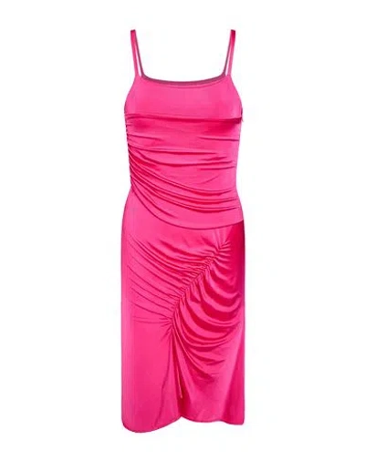 MARINE SERRE MARINE SERRE WOMAN MIDI DRESS FUCHSIA SIZE M POLYESTER, POLYAMIDE, ELASTANE
