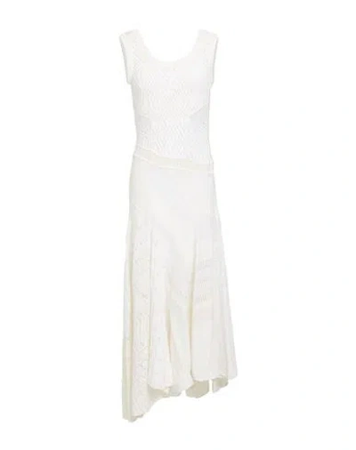 Marine Serre Woman Midi Dress Ivory Size M Cotton, Acrylic In White