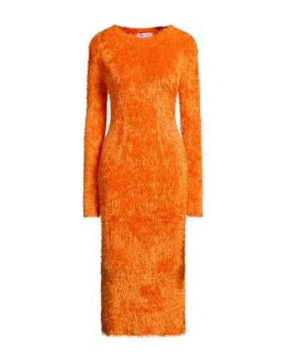 Marine Serre Woman Midi Dress Orange Size Xl Polyamide, Viscose, Polyester