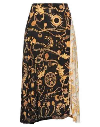 MARINE SERRE MARINE SERRE WOMAN MIDI SKIRT BLACK SIZE 8 VISCOSE, ELASTANE