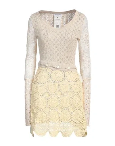 Marine Serre Woman Mini Dress Beige Size S Cotton In Neutral